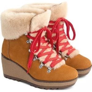 JCrew Nordic Wedge Boot Size 7 Chestnut
